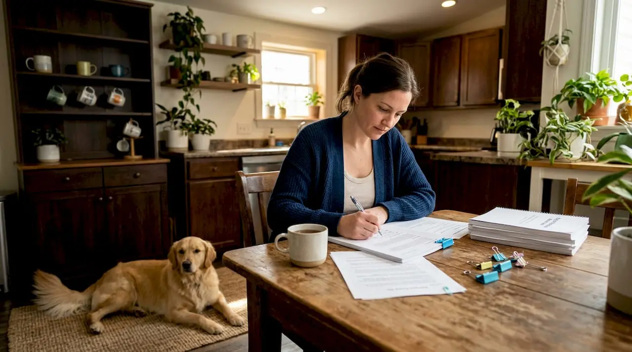 Pet business owner reviewing dog training software