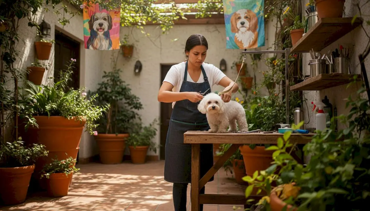 Pet groomer training in classroom setting