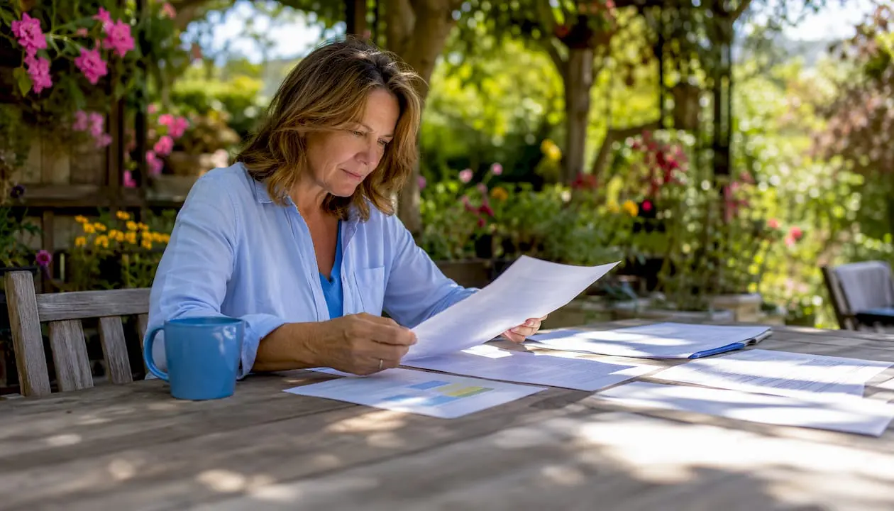 Owner reviewing dog boarding licenses and documents