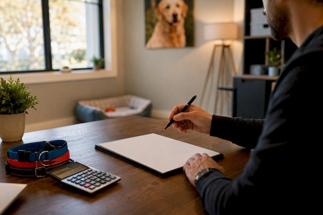 Daycare office desk with payroll calculation tools