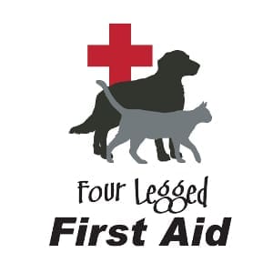 main-image Red, dark grey, light grey, and black four legged first aid logo.