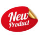 A red, white, and gold packaging label that reads, "New Product."