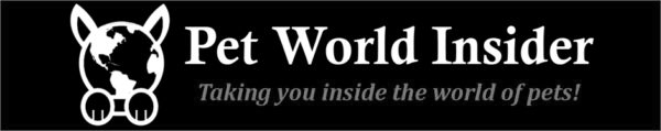 Black, white, and grey banner with a picture of Earth that has dog ears and paws. The Message reads, "Pet World Insider. Take you inside the world of pets!"