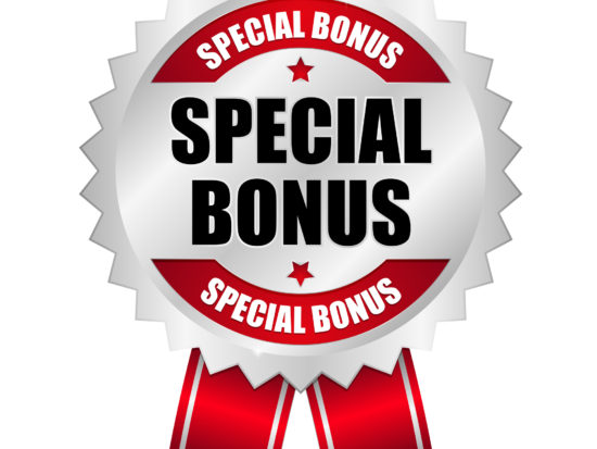 Silver, grey, and red special bonus ribbon.